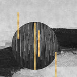 Tapet personalizat fine art texturat cu dungi negre si aurii pe un fundal monocrom iceland