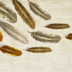 Tapet personalizat fine art cu pene de arama si alama pe fundal deschis brass feathers
