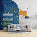 Tapet personalizat fine art cu design abstract si pate de culoare yellow splash