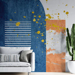 Tapet personalizat fine art cu design abstract si pate de culoare yellow splash