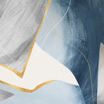 Tapet personalizat fine art cu pictura abstracta in nuante de albastru gri si detalii aurii blue dream