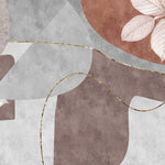Tapet personalizat fine art cu forme abstracte frunze si linii aurii scarlet leaf