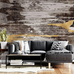 Tapet personalizat fine art cu dungi abstracte aurii si negre black meets gold