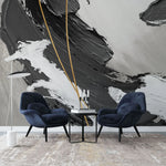 Tapet personalizat fine art cu vopsea acrilica neagra si dungi aurii black acrylic