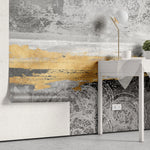 Tapet personalizat fine art cu structura abstracta in nuante de gri si aramiu winter sunset