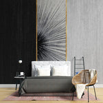 Tapet personalizat fine art cu elemente artistice abstracte in nuante de negru si detalii aurii black radius
