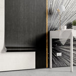 Tapet personalizat fine art cu elemente artistice abstracte in nuante de negru si detalii aurii black radius