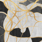 Tapet personalizat fine art cu elemente abstracte dungi aurii pe fundal negru si alb intersections