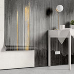 Tapet personalizat fine art cu dungi abstracte aurii si gri grainy rain