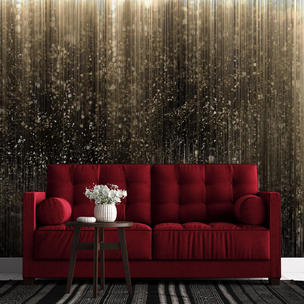 Tapet personalizat fine art cu ploaie de sclipici pe fundal negru glitter shower