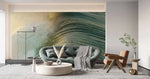 Tapet personalizat fotografie cu valurile marii in lumina apusului sunset waves