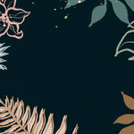 Tapet personalizat line art cu frunze colorate pe un fundal inchis dark leaves