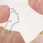 Tapet personalizat line art cu portret si nuante de roz african pink