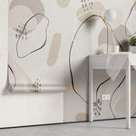 Tapet personalizat line art cu linii si puncte in nuante de bej si roz pudrat lines & dots