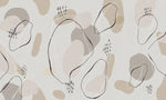 Tapet personalizat line art cu linii si puncte in nuante de bej si roz pudrat lines & dots