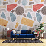 Tapet personalizat modern cu forme geometrice punctate colorate in stil retro retro dots