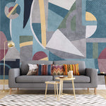Tapet personalizat modern cu forme geometrice retro colorate retro geometric