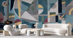 Tapet personalizat modern cu forme geometrice retro colorate retro geometric