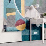 Tapet personalizat modern cu forme geometrice retro colorate retro geometric