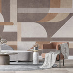 Tapet personalizat modern cu forme geometrice in nuante de bej si maro brown shades