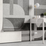 Tapet personalizat modern cu forme geometrice in nuante de gri gray shades