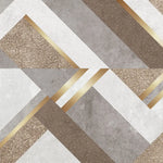 Tapet personalizat modern cu forme asimetrice moderne in nuante maro cu detalii aurii asimetric leather