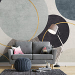 Tapet personalizat modern cu cercuri colorate cu textura si detalii aurii textured circles