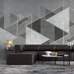 Tapet personalizat modern cu forme abstracte in nuante de gri si detalii aurii the grey illusion