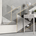 Tapet personalizat modern cu forme abstracte in nuante de gri si detalii aurii the grey illusion