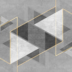 Tapet personalizat modern cu forme abstracte in nuante de gri si detalii aurii the grey illusion