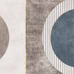 Tapet personalizat modern cu cercuri simetrice in nuante de bej si albastru intr un design unic twin circles