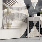 Tapet personalizat modern cu forme abstracte moderne in nuante de negru si culori pamantii black loop