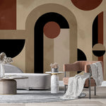 Tapet personalizat modern cu design in stil bauhaus in nuante pamantii brown bauhaus