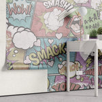 Tapet personalizat pop art & cartoon cu expresii in stil retro retro speech bubbles