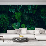 Tapet personalizat forest cu frunze verzi intr un fundal intunecat tropical dark