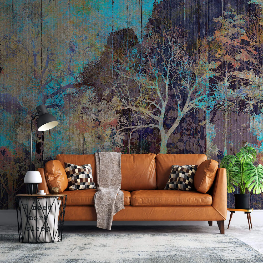 Tapet personalizat forest cu padure pictata abstract painted forest