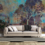 Tapet personalizat forest cu padure pictata abstract painted forest