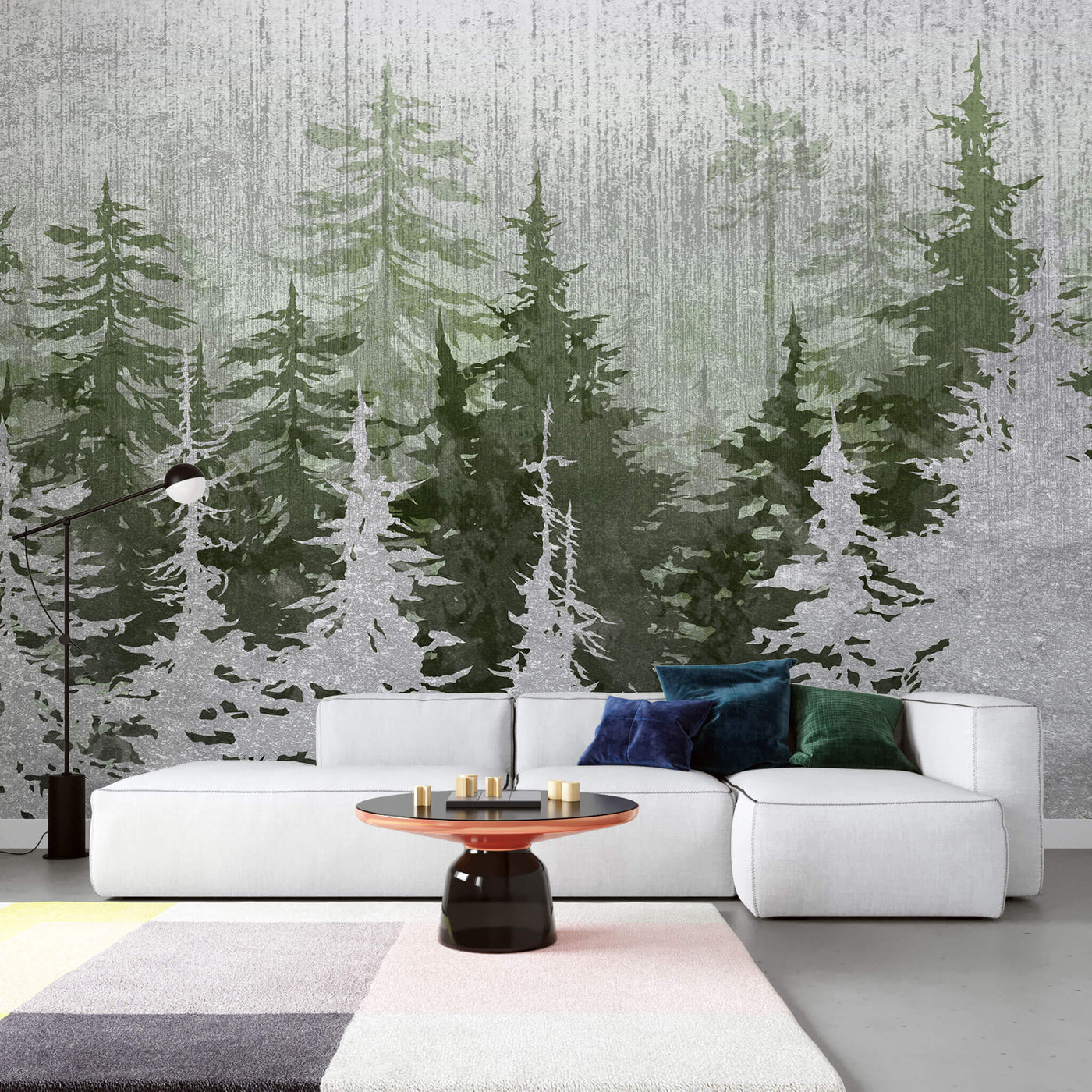 fototapet-personalizat-forest-cu-brazi-verzi-si-argintii-silver-green-pine
