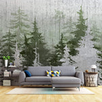 Tapet personalizat forest cu brazi verzi si argintii silver green pine