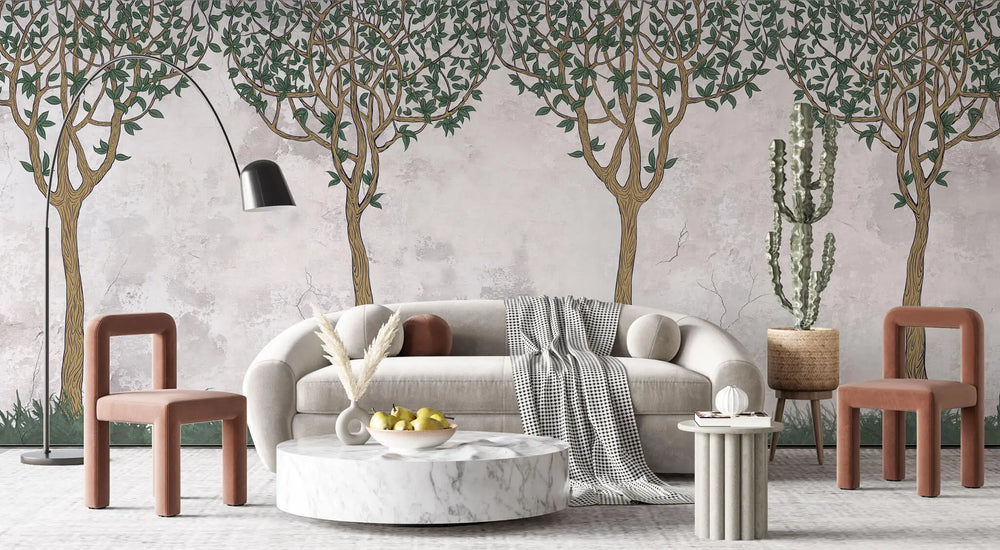 Tapet personalizat forest cu copaci in stil celtic celtic trees