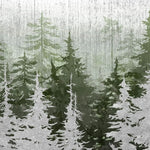 Tapet personalizat forest cu brazi verzi si argintii silver green pine ii