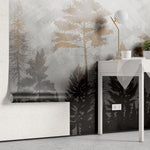 Tapet personalizat forest cu padure si copaci cu frunze de alama brass trees