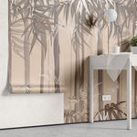 Tapet personalizat forest cu padure de bambus pe fundal roz bamboo forest