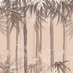 Tapet personalizat forest cu padure de bambus pe fundal roz bamboo forest
