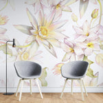 Tapet personalizat floral cu flori de lotus egiptean pe fundal alb egyptian lotus