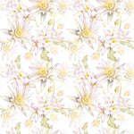 Tapet personalizat floral cu flori de lotus egiptean pe fundal alb egyptian lotus