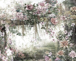 Tapet personalizat floral cu peisaj din natura pictat floral artwork