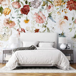Tapet floral personalizat cu flori pictate in stil watercolor flower's veil