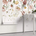 Tapet floral personalizat cu flori pictate in stil watercolor flower's veil