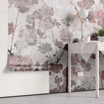 Tapet personalizat floral cu flori de trandafir in nunante de bronz rose pe un fundal texturat cimentat industrial roses